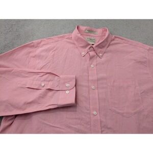 LL Bean Mens Button Down Shirt Large Reg Pink Traditional Fit Wrinkle Resistant